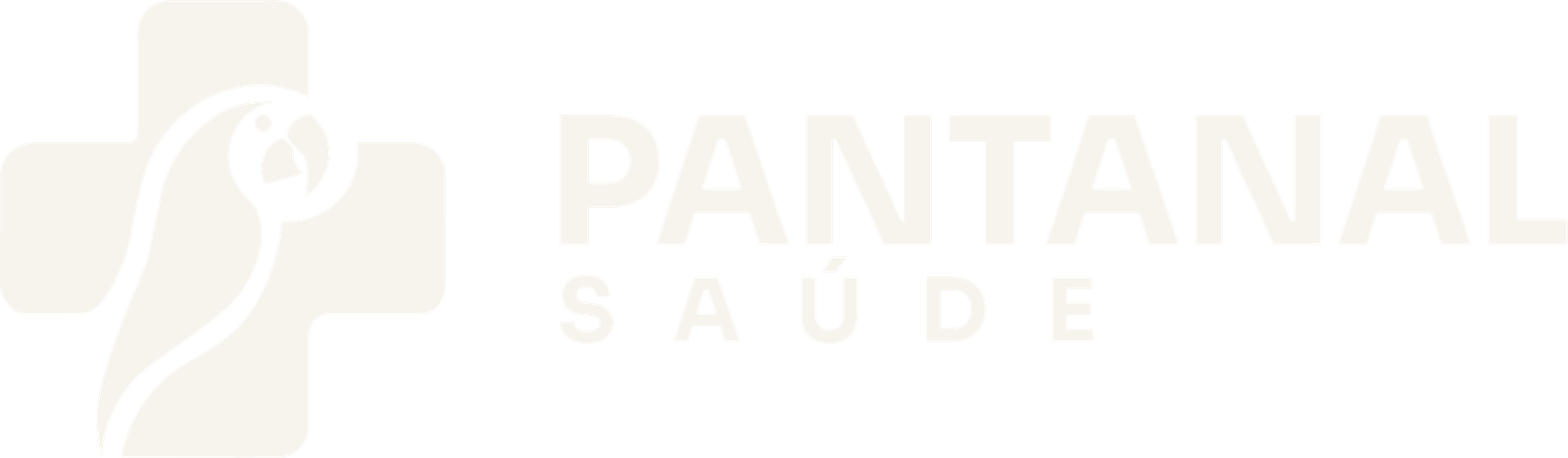 Logo Pantanal Saúde, versão horizontal branca para fundo escuro